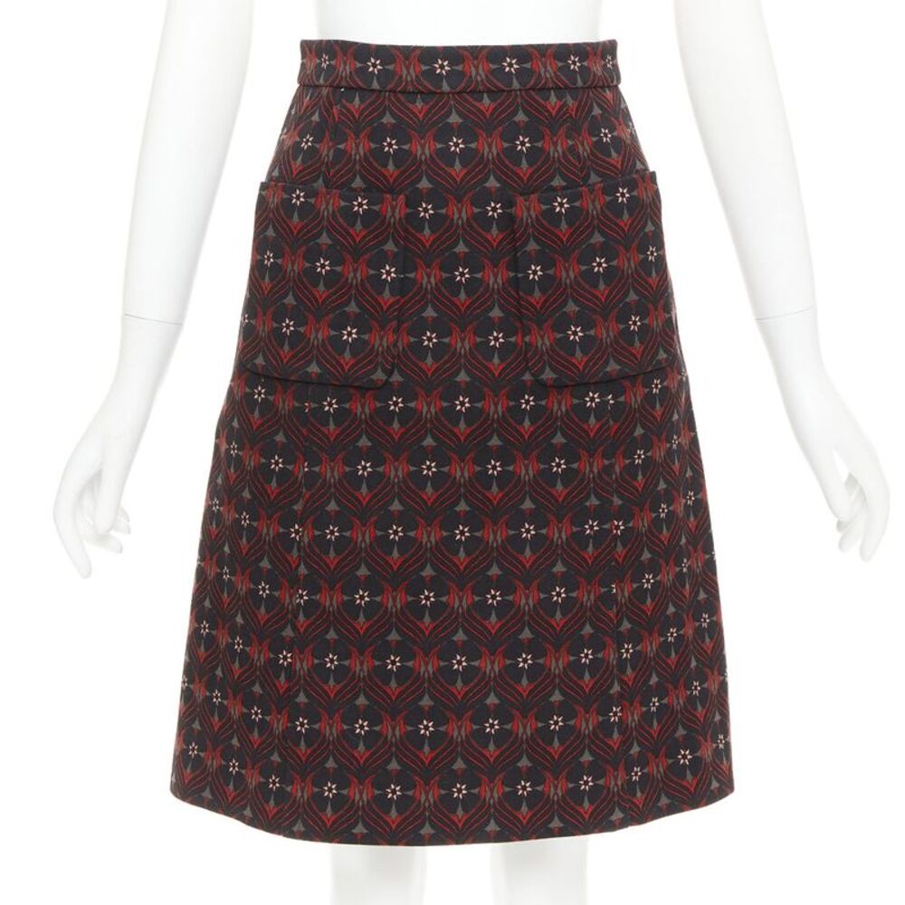 Miu Miu 2015 Floral Wool A-Line Skirt